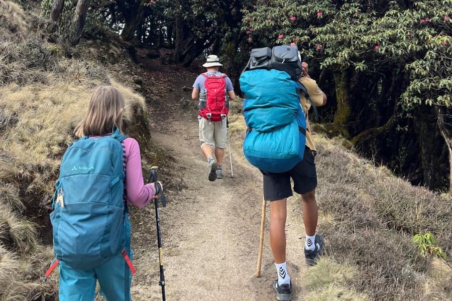Porter carrying weight during pikey peak trek